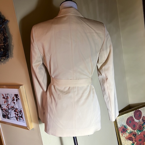 ANN TAYLOR Size 2 Classic Longline Tie-Waist Blazer Wool Safari Preppy $21& NEW - Picture 4 of 9